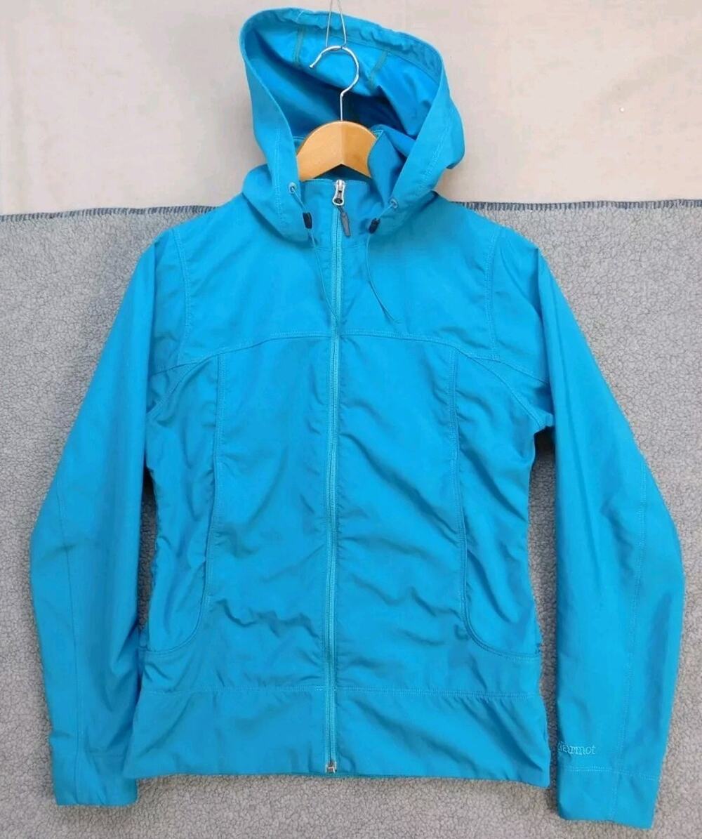 MARMOT Womens S Turquoise blue Nylon Light Weight Windbreaker Rain Jacket